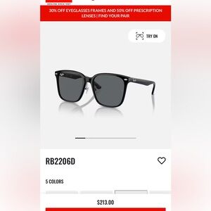 Ray-Ban Black Square Sunglasses with Dark Gray Lenses